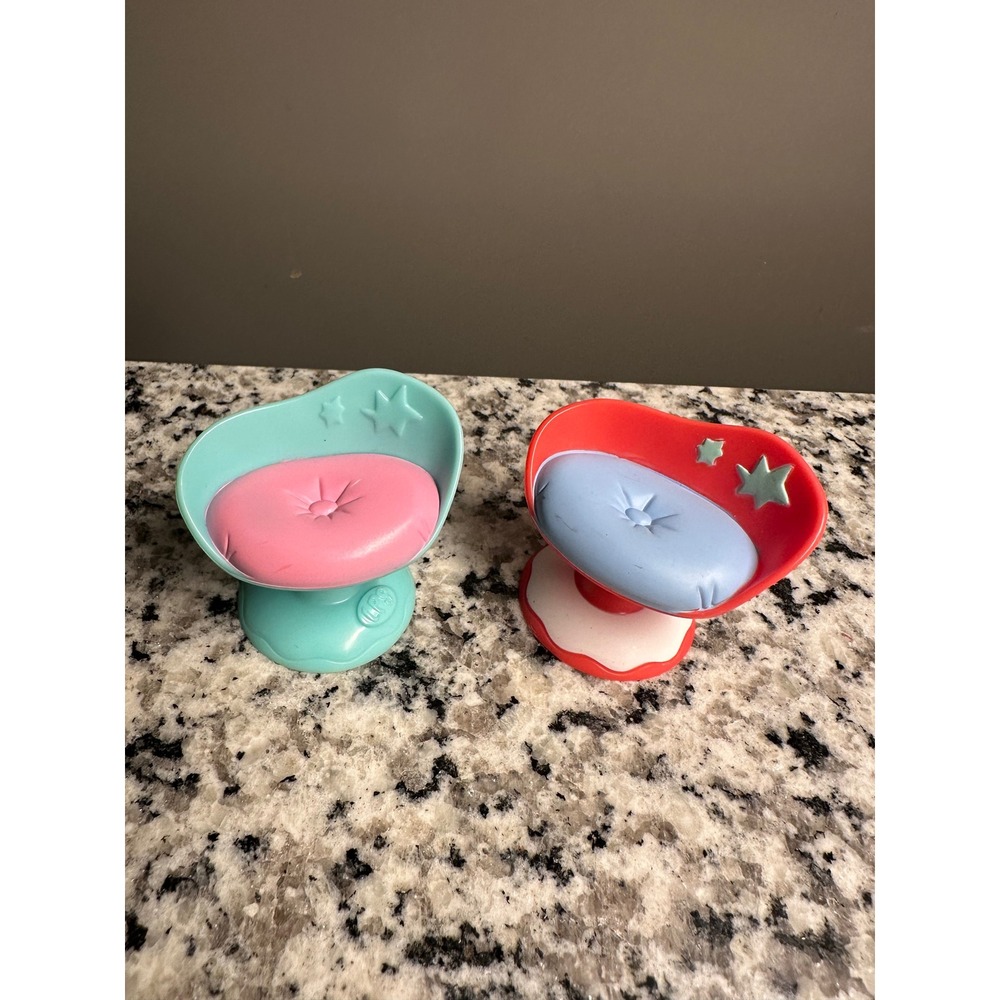 Littlest Pet Shop Mini Chairs Blue Pink Red Star Swivel Seats‎
